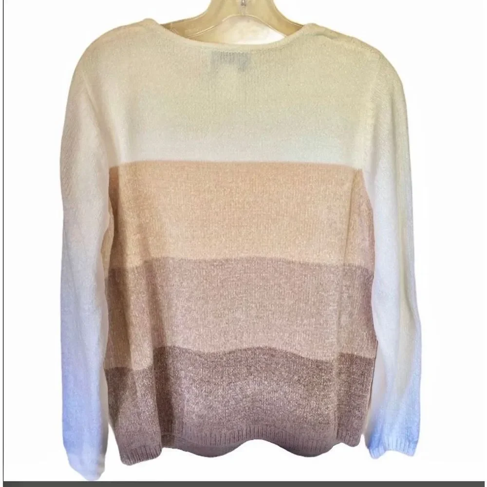 Alfred Dunner Velvety Striped With Necklace Sweater Sz MP NWOT